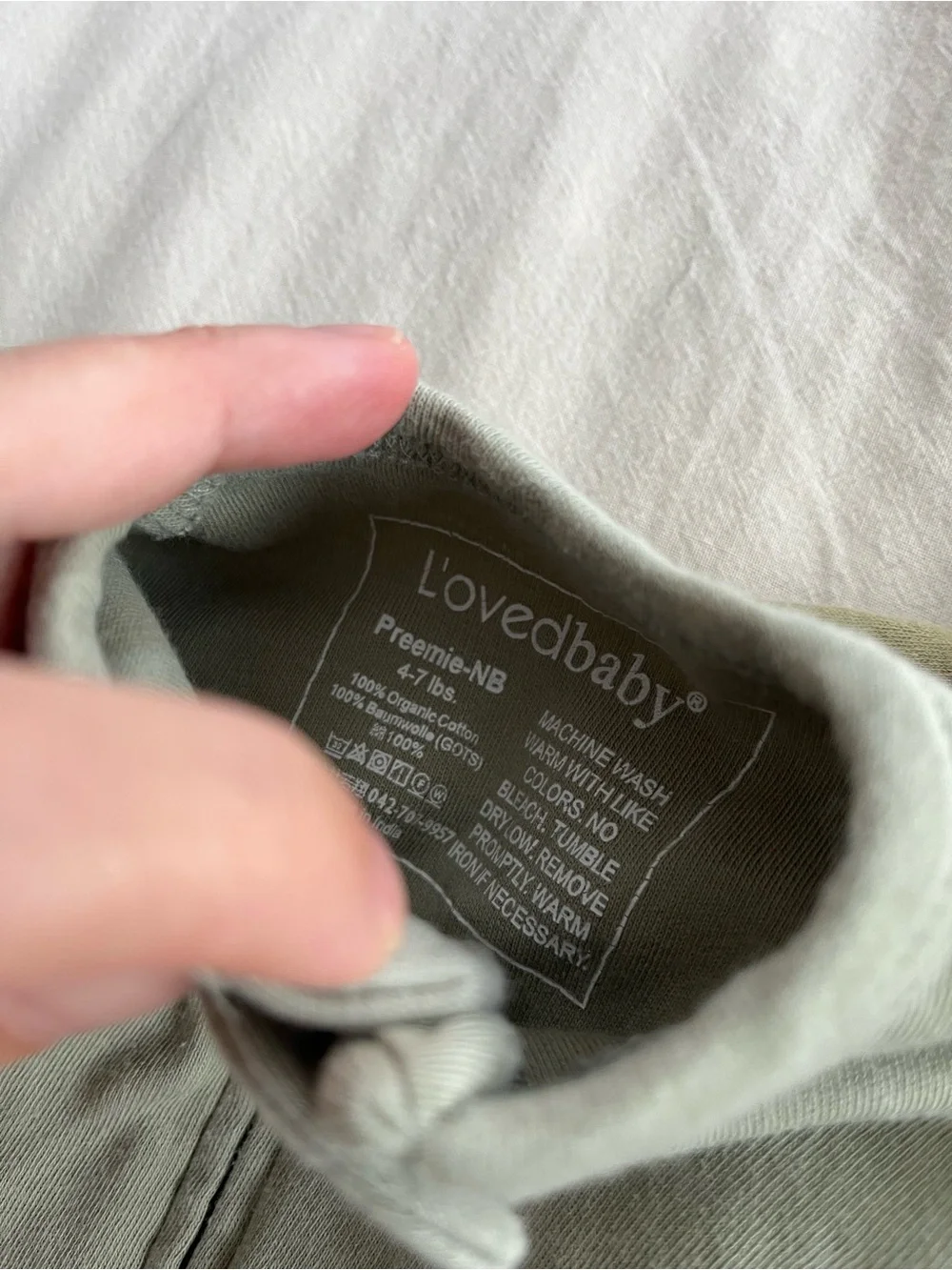 Lot of 4 L'ovedbaby Olive Green Snap-Front Footed and Short Sleeve One-Pieces